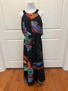 jcpenney Black Maxi Dress with Multicolor Brushstroke Print